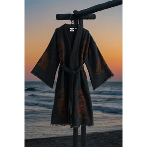 Organik %100 Pamuk Kimono Yaka Sabalık Bornoz Plaj Elbisesi - Viserion - Kırmızı - L/xl