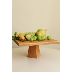 Piramit 30 X 30 Cm Ahşap 12 Cm Ayaklı Yuvarlak Pasta Sunum Servis Tabağı