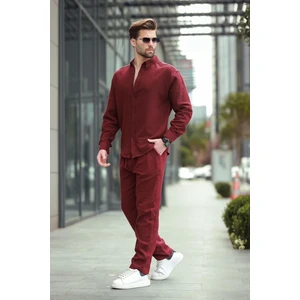 Bordo Gömlek Pantolon Erkek Ikili Takım E7322