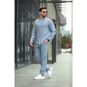 Mavi Gömlek Pantolon Erkek Ikili Takım E7322