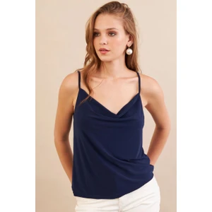 Kadın Lacivert Degaje Yaka Bluz LPP1286-90