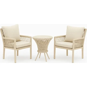 Alya Raddan 1+1 Bistro Set Minderli 2 Kişilik Raddan Oturma Grubu Camlı Sehpa Bahçe Balkon Teras Set