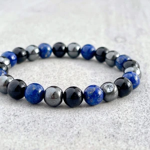 Alnis Atelier Lapis Lazuli, Hematit ve Oniks Doğal Taş Bileklik