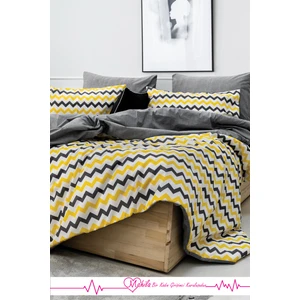 Tek Kişilik Lüks Pamuklu Nevresim Seti | Sarı Zikzak Desen