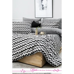 Tek Kişilik Lüks Pamuklu Nevresim Seti | Beyaz Zikzak Desen