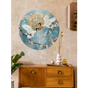 Aiki, Japon Tarzı, Turna Kuşu Figürlü ve Çiçek Desenli, Cam, Duvar Sticker, 50X50CM