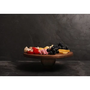 Doğal Ahşap Pasta Kek Standı , Ahşap Ayaklı Kek Standı,mermer Sunumluk, Mermer Peynir Tabağı 28 cm