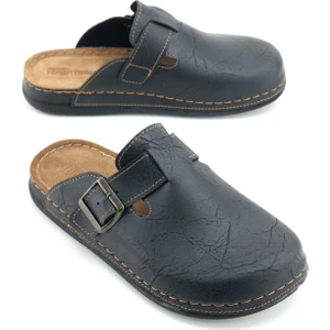 Erkek Iç Taban Hakiki Deri Tek Toka Ayarlanabilir Ev Bahçe Günlük Terlik