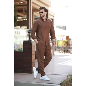 Kahverengi Gömlek Pantolon Erkek Ikili Takım E7322