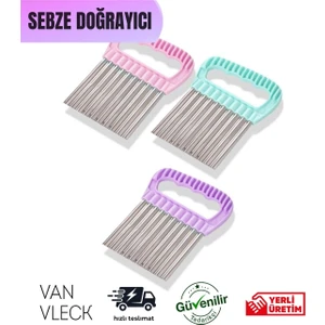 Tırtıklı Patates ve Sebze Dilimleyici – Dalga Desenli Metal Kesici, Pratik Sebze Doğrayıcı