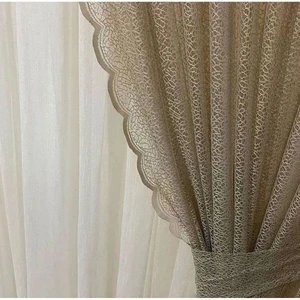 2 Kanat Renkli Vizon Petek Desen Bağcıklı Tül Fon Perde 2 Kanat