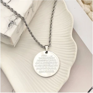 Ayetel Kürsi Kolye2 Dualı Kolye Çelik Silver 60+5cm