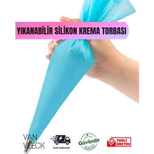 Silikon Krema Torbası – Yıkanabilir, Tekrar Kullanılabilir Pasta Süsleme Torbası, Dayanıklı Malzeme