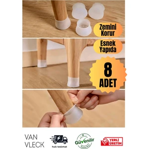 8’li Silikon Masa Sandalye Ayak Koruyucu - Parke & Seramik Çizilmez, Kaymaz Koruma Aparatı