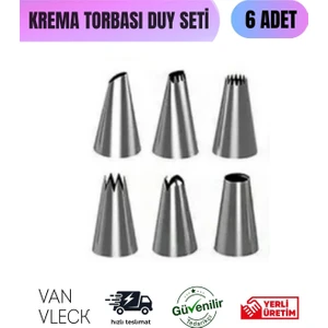 8 Parça Krema Torbası Duy Seti – 6 Farklı Şekilli Duy ve 2 Bağlantı Başlığı, Pasta Süsleme Aparatı
