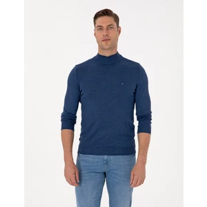 Pierre Cardin Erkek Indigo Melanj Slim Fit Basic Kazak 50314176-VR155