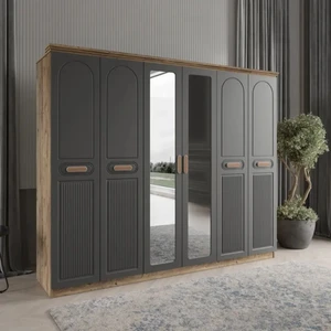 Pera 6 Kapaklı Bazalı Gardırop Tamamı Mdf