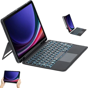 Samsung Galaxy Tab S10/S9 Fe Plus  Için Keyboard Bluetooh Işıklı Standlı Klavyeli Tablet Kılıfı