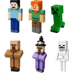 Minecraft Keşif Seti Cadı Creeper Skeleton Steve Alex Köylü