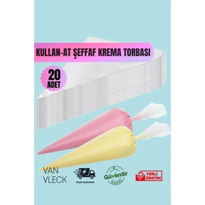 20’li Kullan-At Krema Sıkma Torbası – Pasta, Kek, Krem Şanti Süsleme Poşeti, Pratik Hijyenik Set