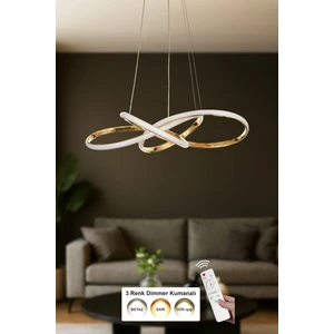 Larin 50 cm Dimmer Kumandalı 3 Renk Ledli (Sarı-Beyaz-Gün Işığı) Modern Sarkıt Avize - Gold