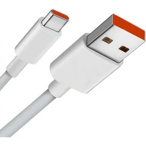 Xiaomi Uyumlu Type-C Şarj ve Data Kablosu 3A 33W 1 Metre Beyaz Turuncu Kablo