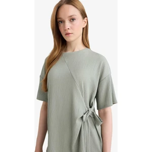 Relax Fit Bisiklet Yaka Basic Düz Bürümcük Kısa Kollu Tişört D5446AX25SP