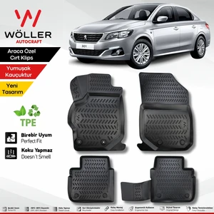 Peugeot 301 Paspas 2012 Sonrası 3D Havuzlu Wöller Paspas