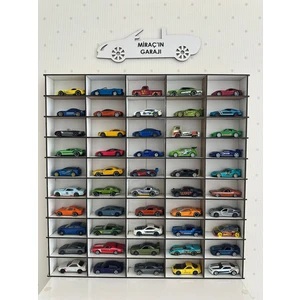 Oyuncak Araba Rafı 50'li Beyaz (Hotwheels ve Matcbox Arabaları Için Uygundur)