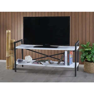 Dizayn Motion Metal Ayaklı Tv Ünitesi Iki Raflı Tv Sehpası Ceviz