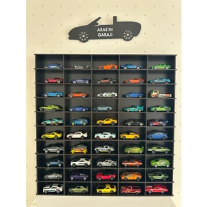 Oyuncak Araba Rafı 50'li Siyahh (Hot Wheels ve Matcbox Arabaları Için Uygundur.)
