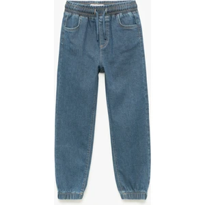 Pamuklu Beli Bağcıklı Jogger Denim Pantolon