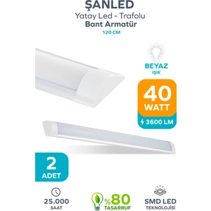 40W 120 Cm  Yatay LED Bant Armatür-Trafolu Beyaz Işık