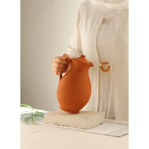 Toprak Kokulu Kahvem Klasik El Yapımı Sırsız Toprak Sürahi