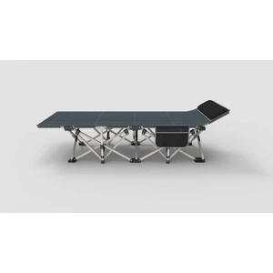 CR-1176 Katlanabilir Kamp Yatağı Şezlong Siyah Yüksek Kapasiteli Taşıma Çantalı Plaj Balkon Uyumlu