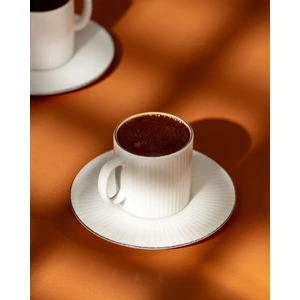Madame Coco Verly 6 Kişilik 12 Parça Kahve Fincan Takımı - Beyaz/silver - 95 ml