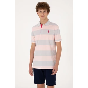 U.S. Polo Assn. Erkek Regular Fit Pudra Polo Yaka Çizgili Tişört 50306827-VR042