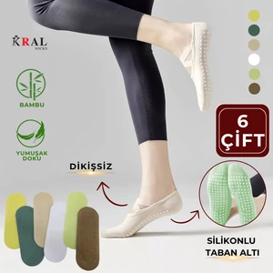 6´lı Bambu Pilates Çorabı Yoga Abs Kaydırmaz Taban Dans Bale Fitness Spor Çorabı
