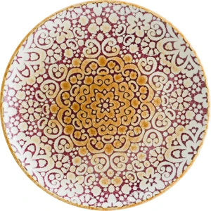 Alhambra Burgundy Gourmet 21CM 12 Adet Porselen Düz Tabak Bordo