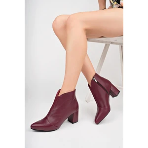 Hakiki Deri Kadın Topuklu Deri Bot TRC102-1924-1