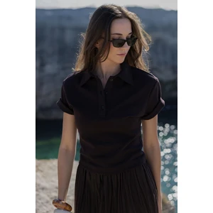 Kahverengi Jane Polo Yaka Tişört