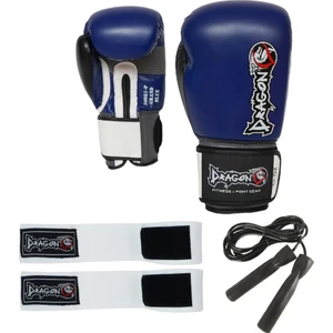 Dragondo Grand Boks Eldiveni Mavi Elastik Boks Bandajı ve Atlama Ipi Kick Boks Set