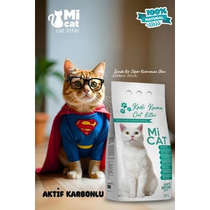 Mi Cat 20 Litre Aktif Karbonlu Kokusuz Doğal Bentonit Kedi Kumu Süper Topaklanan ve Tozsuz
