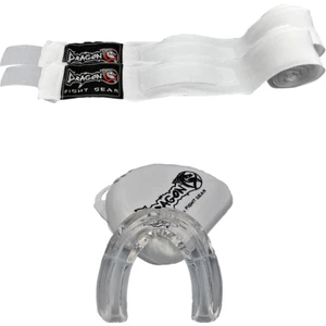 Dragondo Elastik Boks Bandajı Beyaz ve Profesyonel Şeffaf Dişlik Set Kick Boks Seti