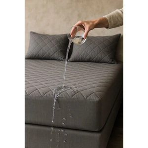 Yatak ve Yastık Alezi Seti Pamuklu Kapitone Fitted Full Kenar Sıvı Geçirmez Yatak Koruyucu Gri