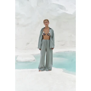 Jelsomina Oversize Mint Keten Gömlek Pantolon Takım