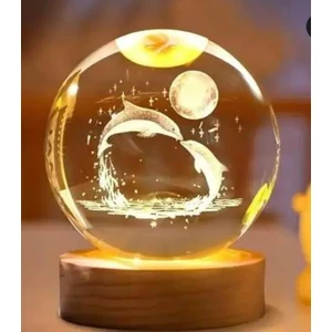 Ahşap Altlıklı Işıklı Cam Küre Güneş Sistemi Temalı, Işıklı Güneş Sistemi Küre, Dekoratif Aydınlatma
