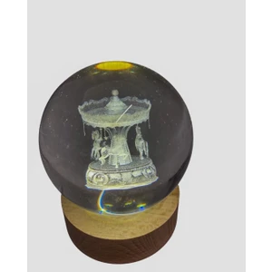 Ahşap Altlıklı Işıklı Cam Küre Güneş Sistemi Temalı, Işıklı Güneş Sistemi Küre, Dekoratif Aydınlatma