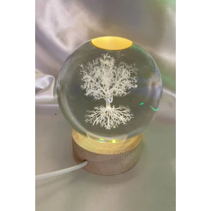 Ahşap Altlıklı Işıklı Cam Küre Güneş Sistemi Temalı, Işıklı Güneş Sistemi Küre, Dekoratif Aydınlatma