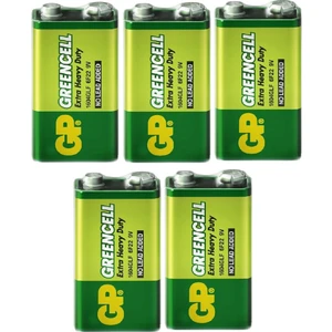 (5 Adet) 9 Volt Gp Greencell Pil GP1604G Çift Başlı Extra Güçlü,yeni
